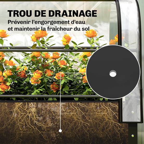 Potager sur pieds métal avec serre de protection amovible 100x49x136cm noir - ComfortXL Outdoor Living - Image 10