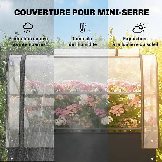 Potager sur pieds métal avec serre de protection amovible 100x49x136cm noir - ComfortXL Outdoor Living - Image 6