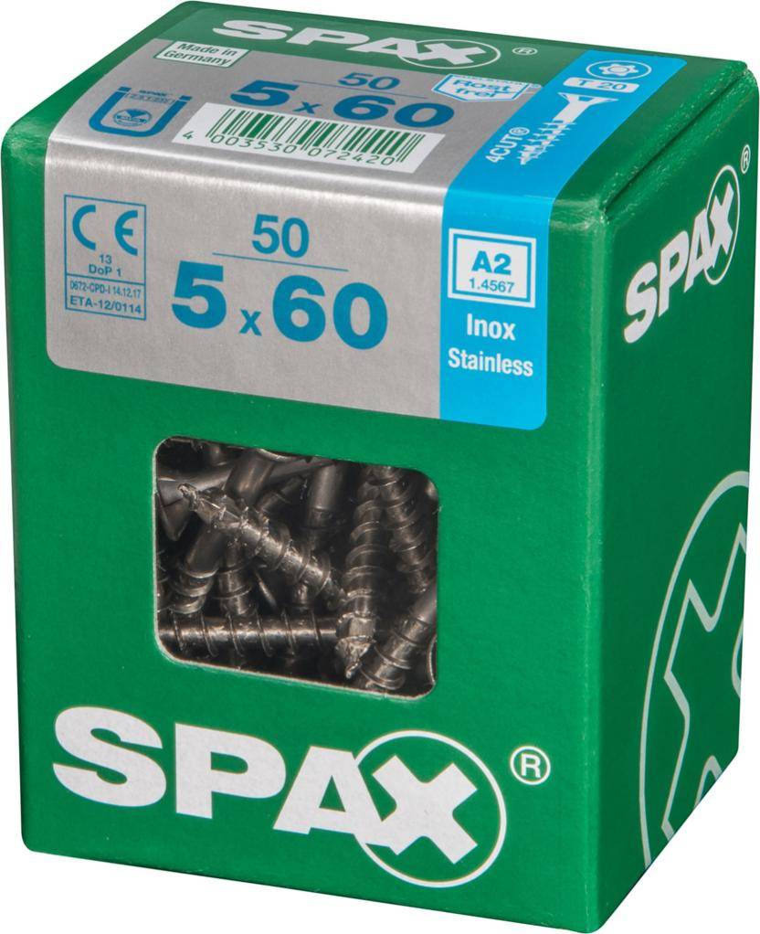 Spax - Lot de 50 vis inox tête fraisée torx SPAX, Diam.5 mm x L.60 mm - Image 4