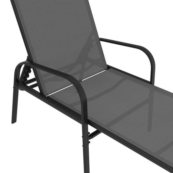 Lot de 2 transats de jardin inclinables FIDJI en acier noir et toile gris anthracite - Image 6