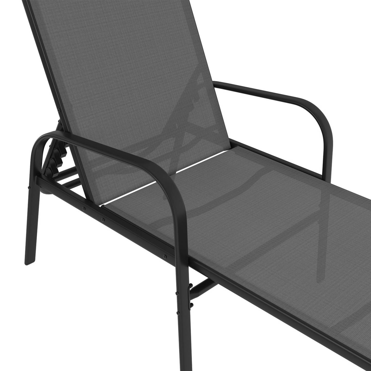 Lot de 2 transats de jardin inclinables FIDJI en acier noir et toile gris anthracite - Image 6
