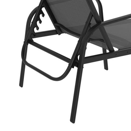 Lot de 2 transats de jardin inclinables FIDJI en acier noir et toile gris anthracite - Image 5