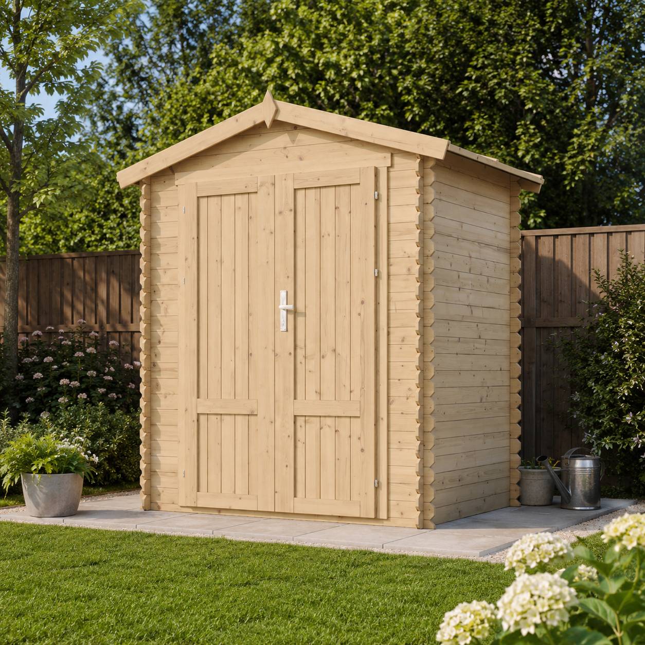 Timbela - Abri de jardin en bois I196xL136xH218 cm / 1.98 m² - Stockage extérieur - Petit abri à outils, Local à vélos - 19 mm d’épaisseur - Timbela M367F1 - Image 1