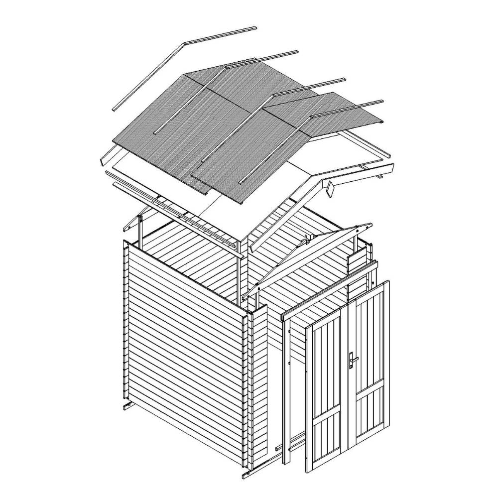 Timbela - Abri de jardin en bois I196xL136xH218 cm / 1.98 m² - Stockage extérieur - Petit abri à outils, Local à vélos - 19 mm d’épaisseur - Timbela M367F1 - Image 7