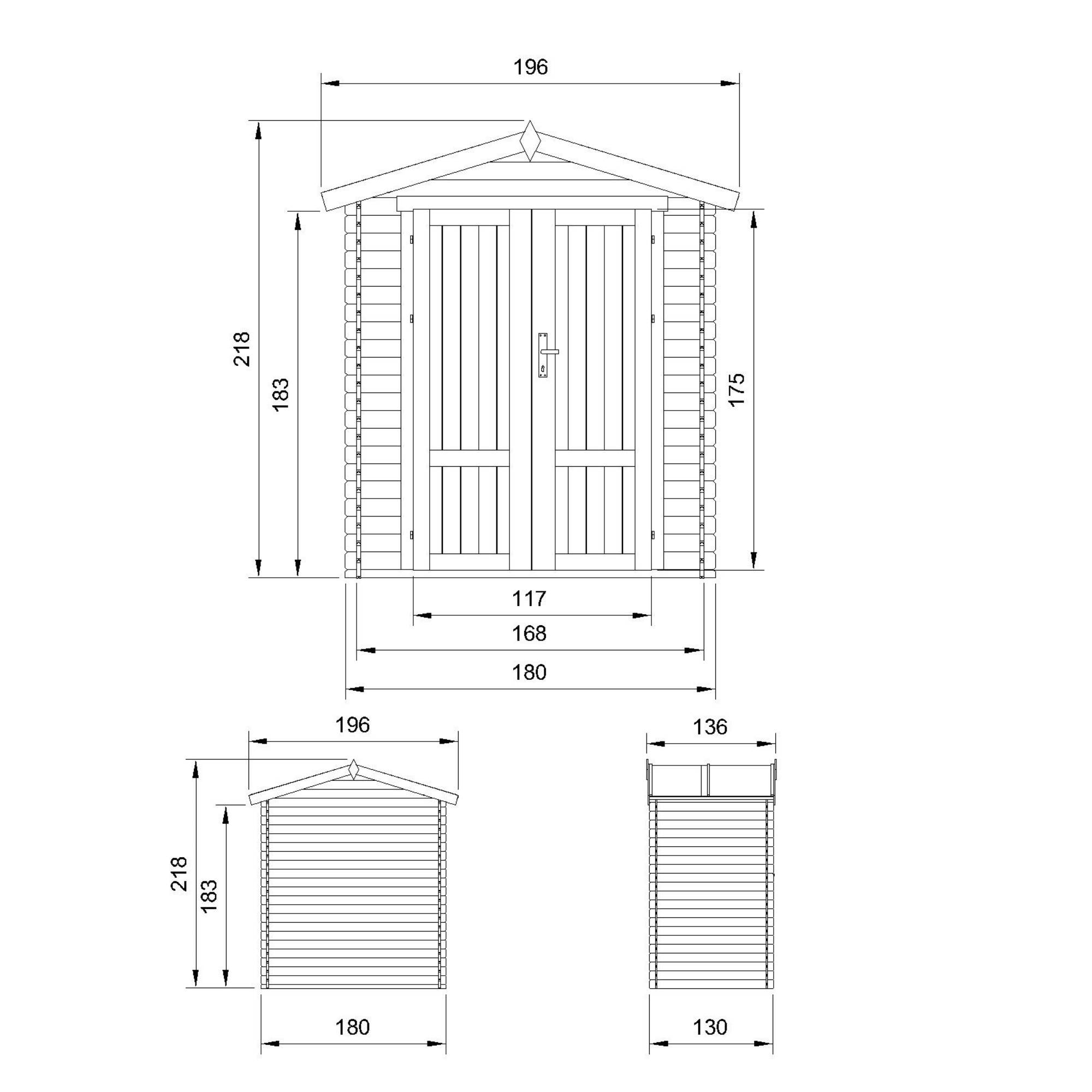 Timbela - Abri de jardin en bois I196xL136xH218 cm / 1.98 m² - Stockage extérieur - Petit abri à outils, Local à vélos - 19 mm d’épaisseur - Timbela M367F1 - Image 5