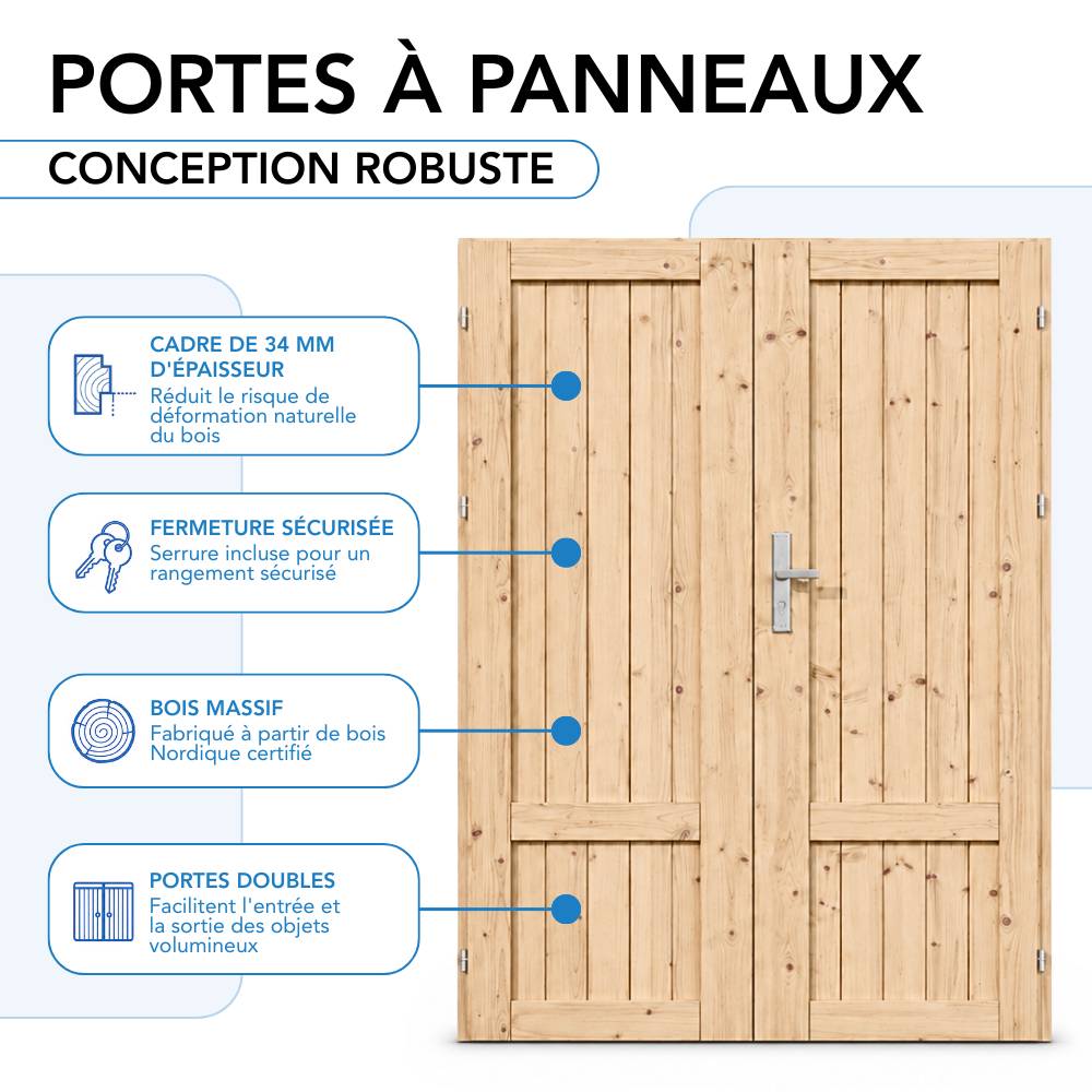 Timbela - Abri de jardin en bois I196xL136xH218 cm / 1.98 m² - Stockage extérieur - Petit abri à outils, Local à vélos - 19 mm d’épaisseur - Timbela M367F1 - Image 10