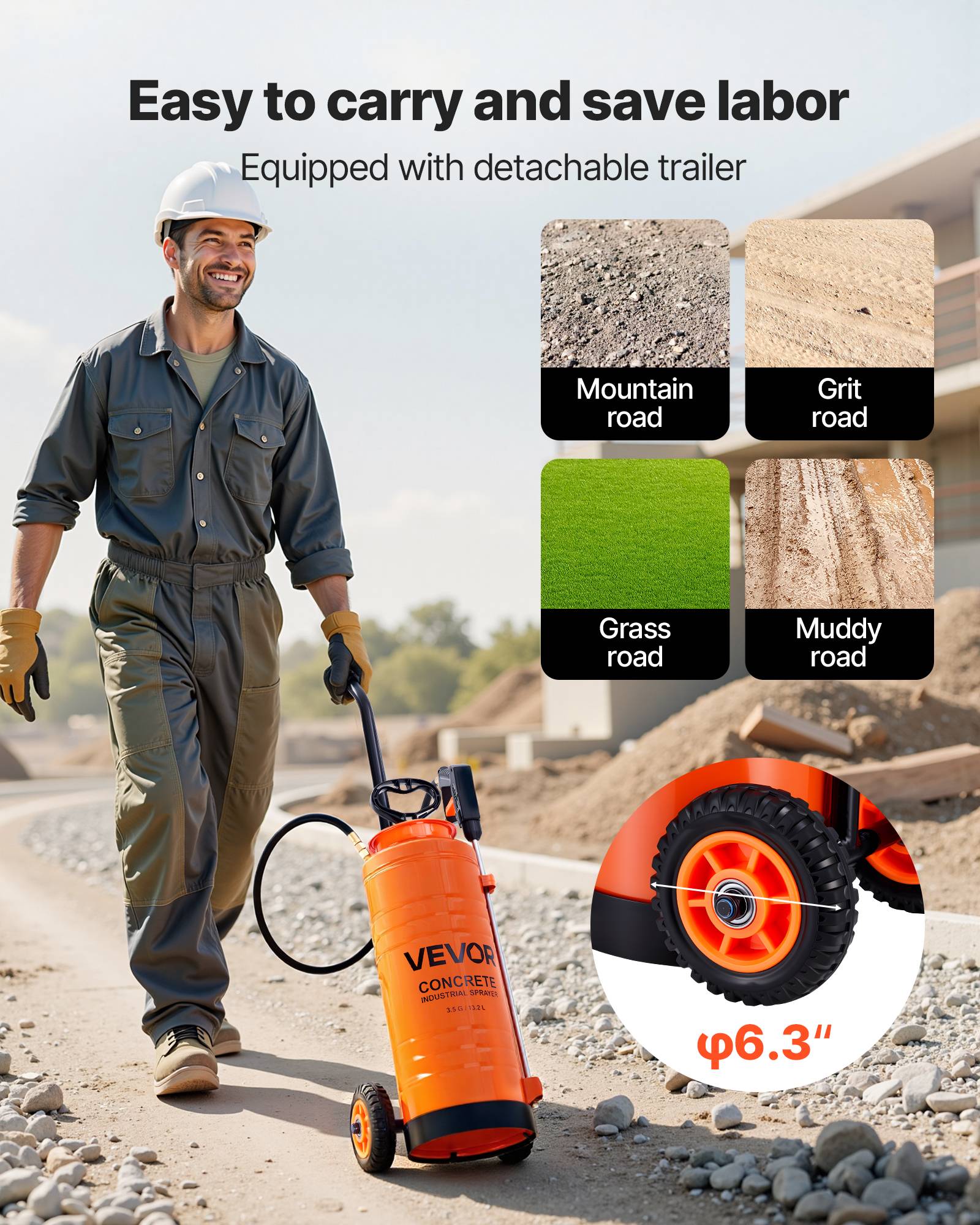 Vevor - VEVOR Pulvérisateur Acier Inoxydable Industriel à Roulettes Env 13,2 L 25-60 PSI - Image 4