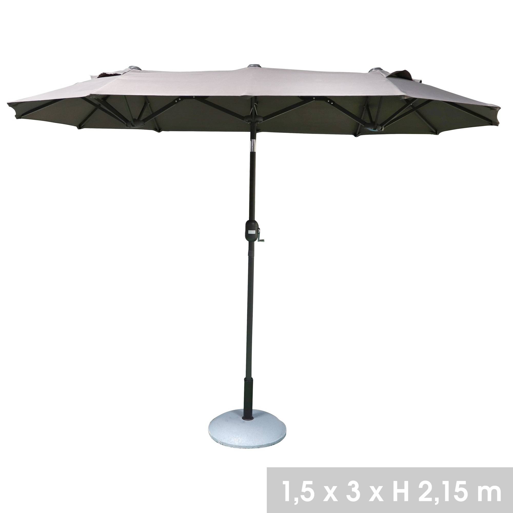 Parasol double 3x1,5xH2,17m gris anthracite - 153106 - Image 1