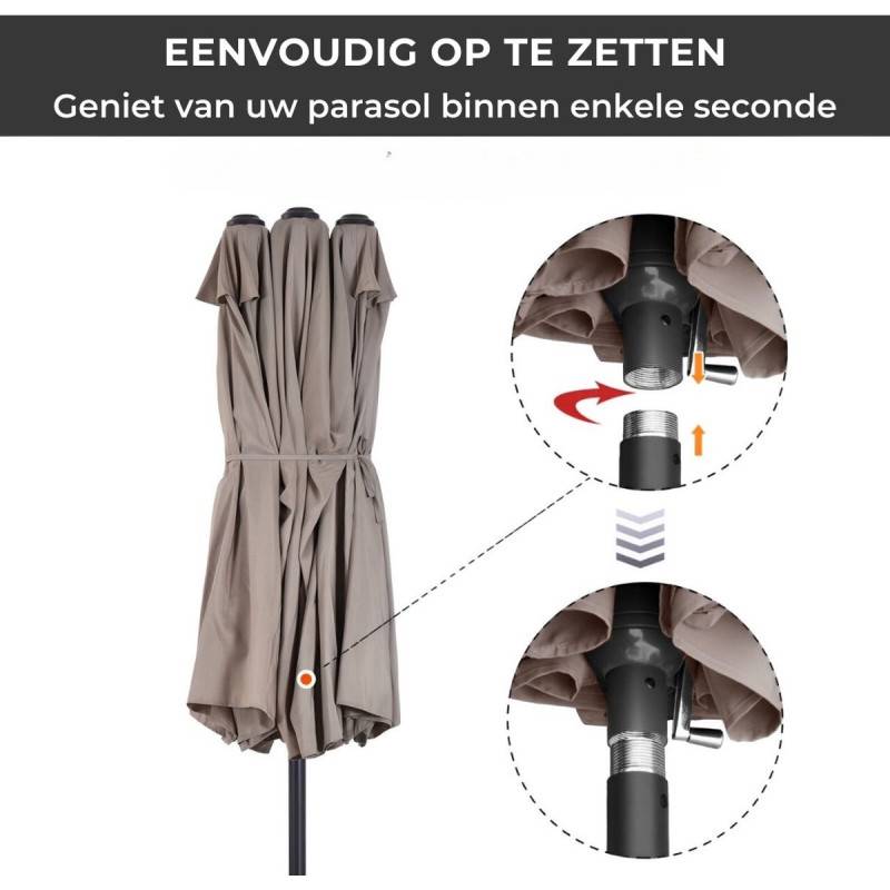 Parasol double 3x1,5xH2,17m gris anthracite - 153106 - Image 4