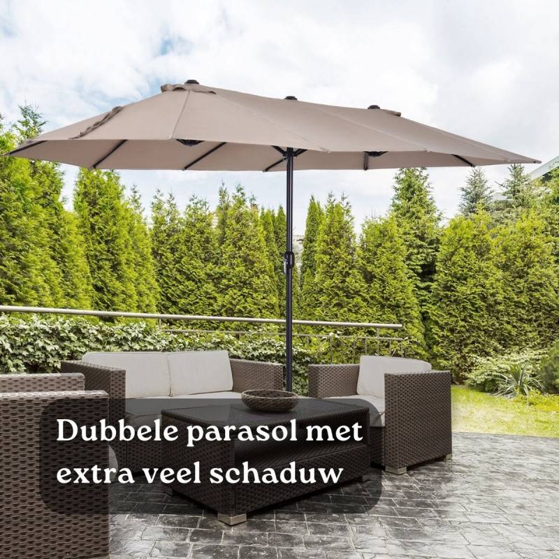 Parasol double 3x1,5xH2,17m gris anthracite - 153106 - Image 6