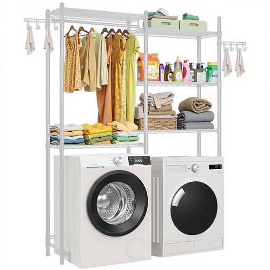 VEVOR Étagère rangement lave-linge/sèche-linge 5 niveaux, étendoir, 2 rangées. - Image 1