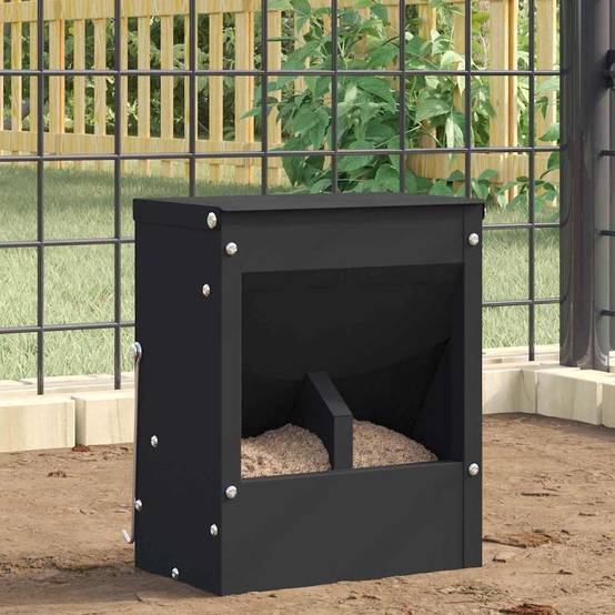 Mangeoire Trémie Lapin Acier Grande Capacité 3kg Murale Noir - ComfortXL Outdoor Living - Image 1