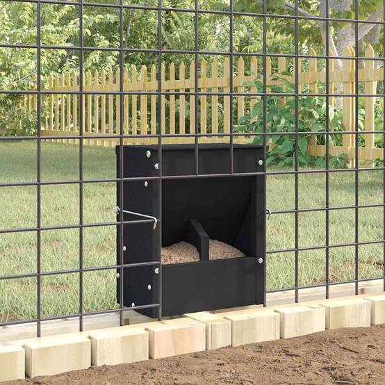 Mangeoire Trémie Lapin Acier Grande Capacité 3kg Murale Noir - ComfortXL Outdoor Living - Image 4