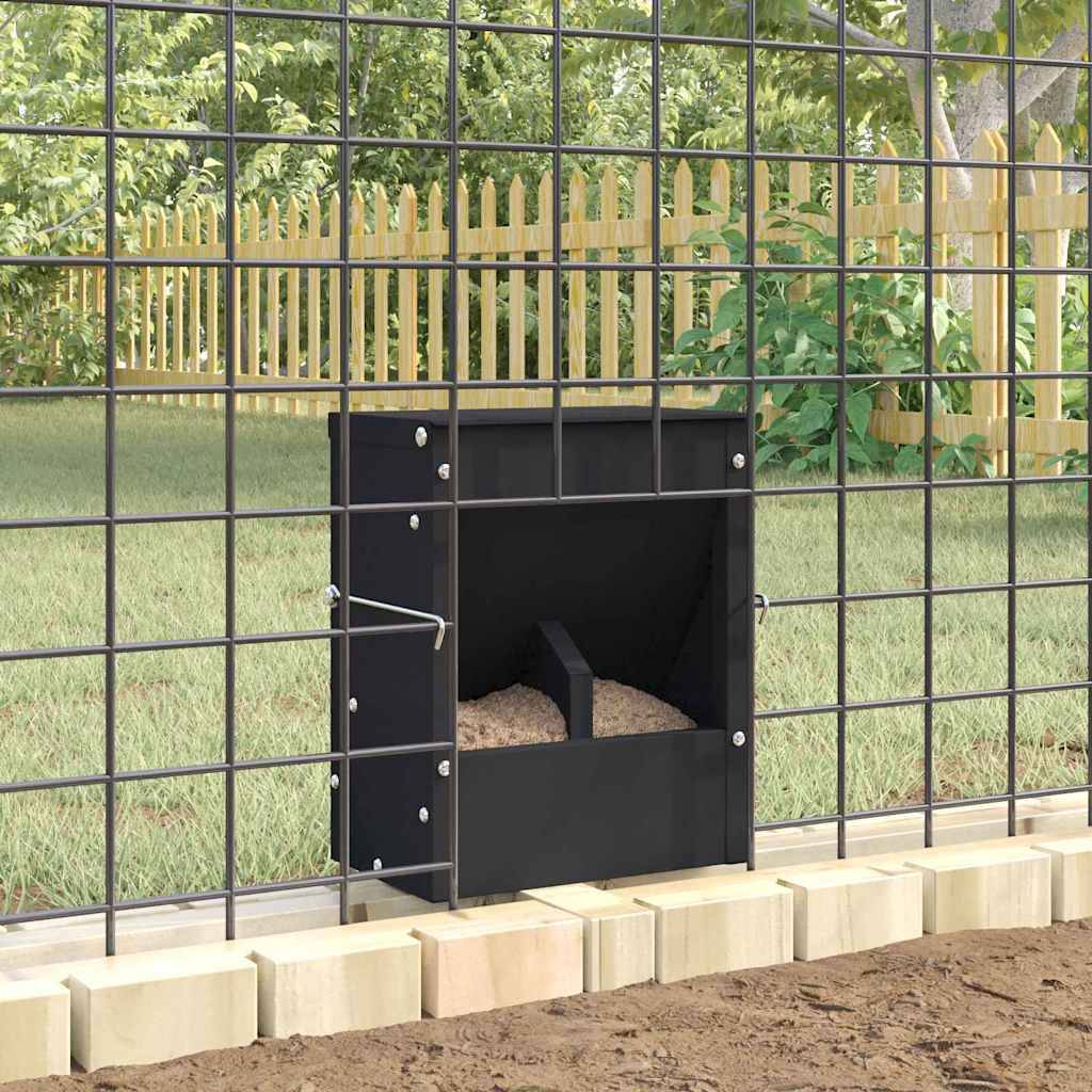 Mangeoire Trémie Lapin Acier Grande Capacité 3kg Murale Noir - ComfortXL Outdoor Living - Image 4