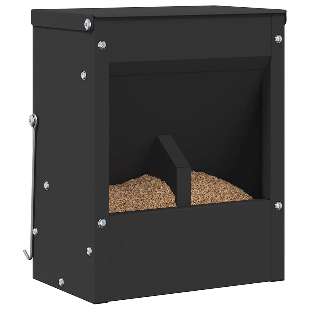 Mangeoire Trémie Lapin Acier Grande Capacité 3kg Murale Noir - ComfortXL Outdoor Living - Image 3