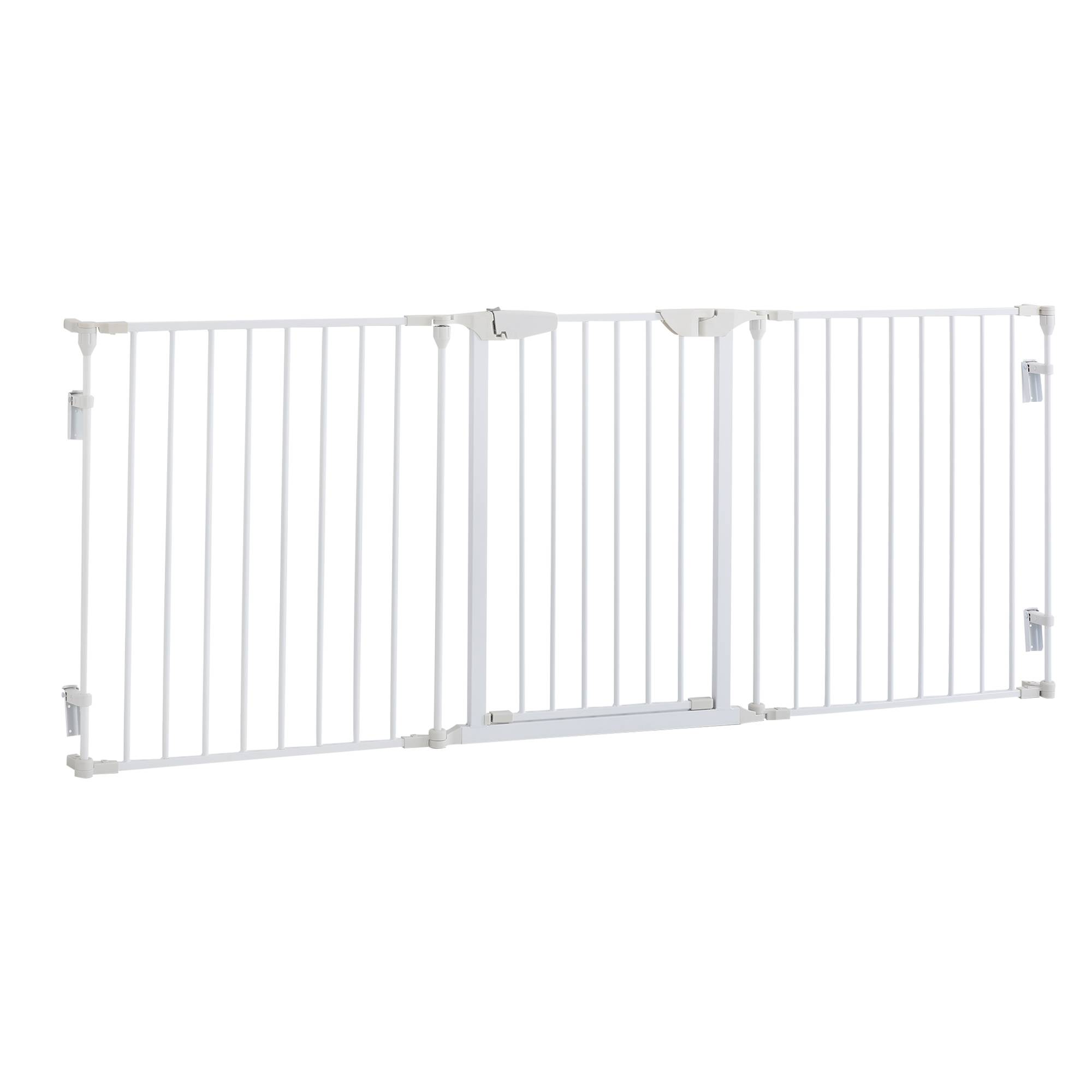 Barrière Sécurité Chien Métal Pliable 3 Panneaux Protection Escalier Cheminée 180cm Blanc - ComfortXL Pet Living - Image 2