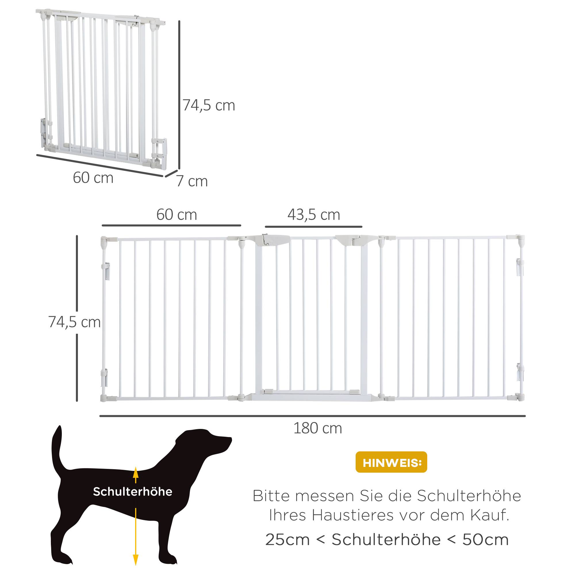 Barrière Sécurité Chien Métal Pliable 3 Panneaux Protection Escalier Cheminée 180cm Blanc - ComfortXL Pet Living - Image 3