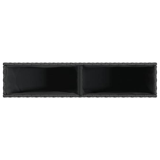 Jardinière | Pot de fleurs | Cache-pot | Bac à fleurs avec 2 pots noir 90x20x40 cm résine tressée - Image 8