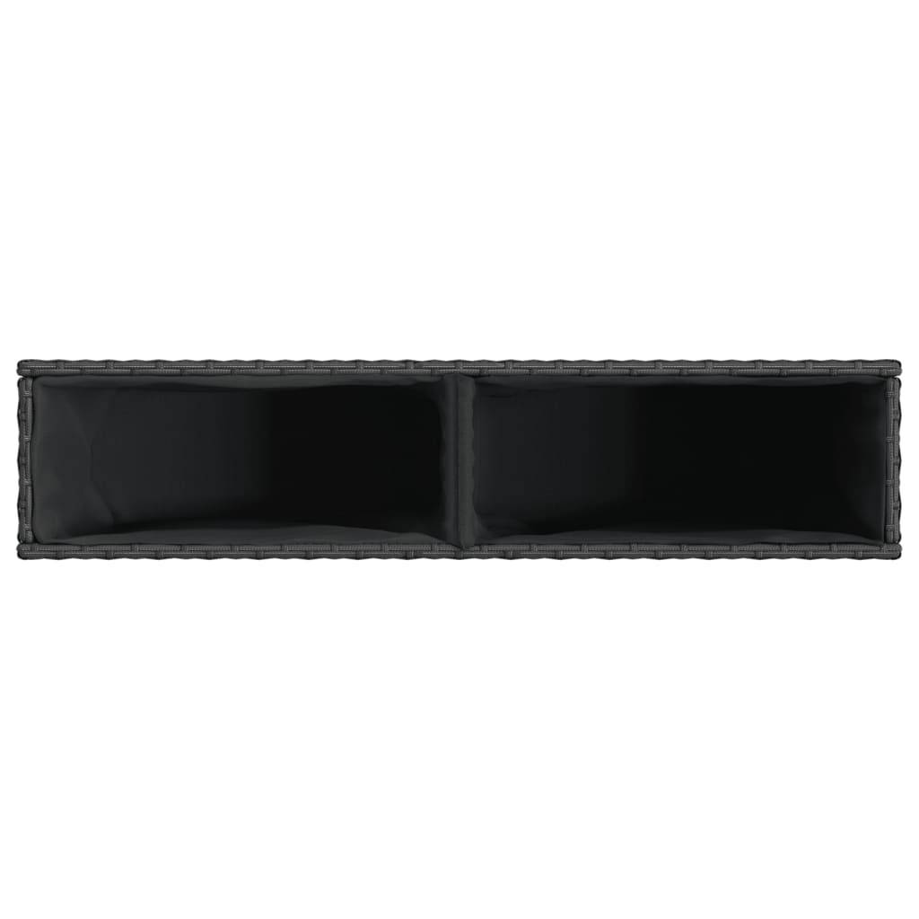 Jardinière | Pot de fleurs | Cache-pot | Bac à fleurs avec 2 pots noir 90x20x40 cm résine tressée - Image 8