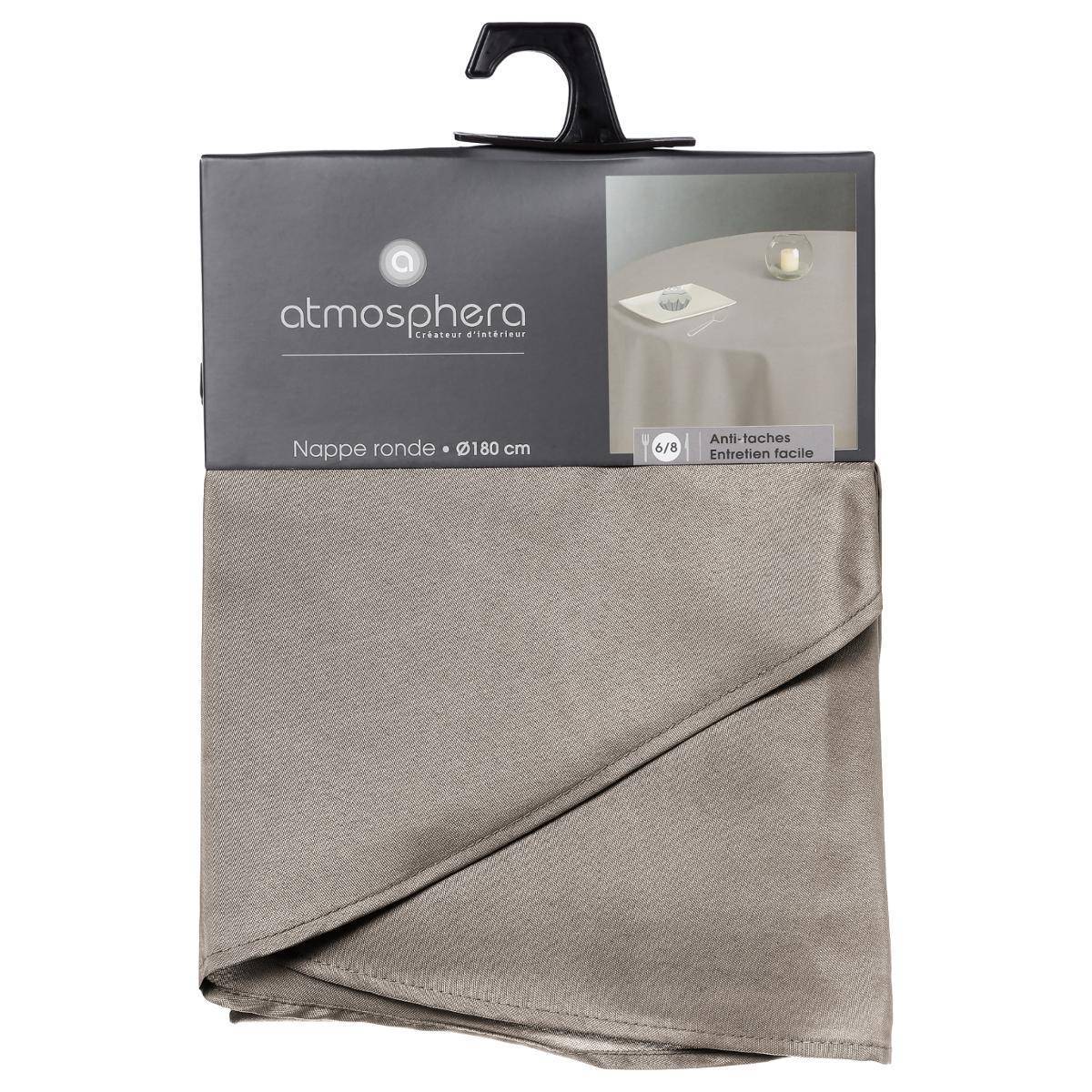 Atmosphera - Nappe "Lallie" anti-tâche beige D180cm - Atmosphera Créateur d'intérieur - Image 2