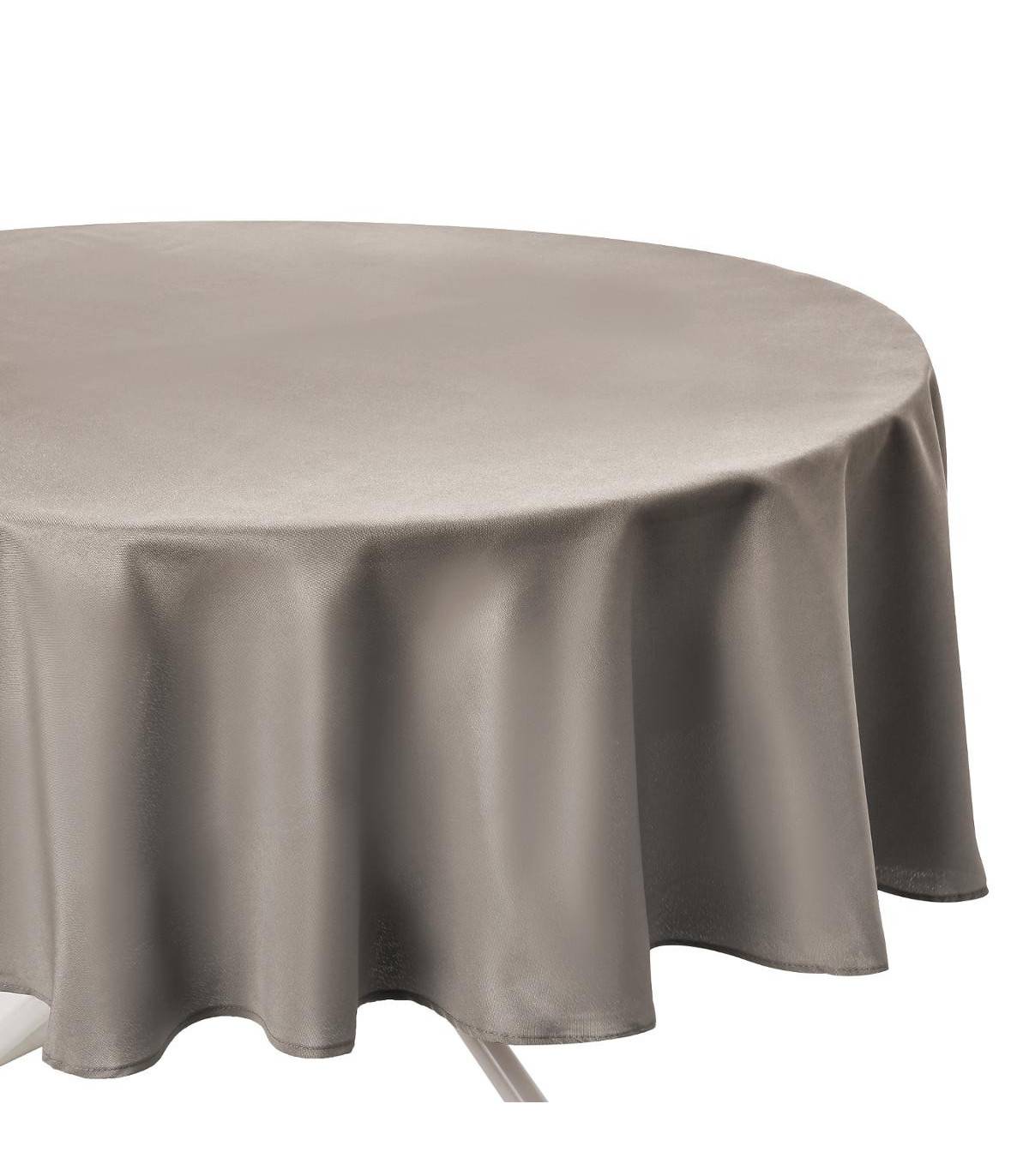 Nappe ronde anti-tache Beige Lin D 180 cm - Image 1