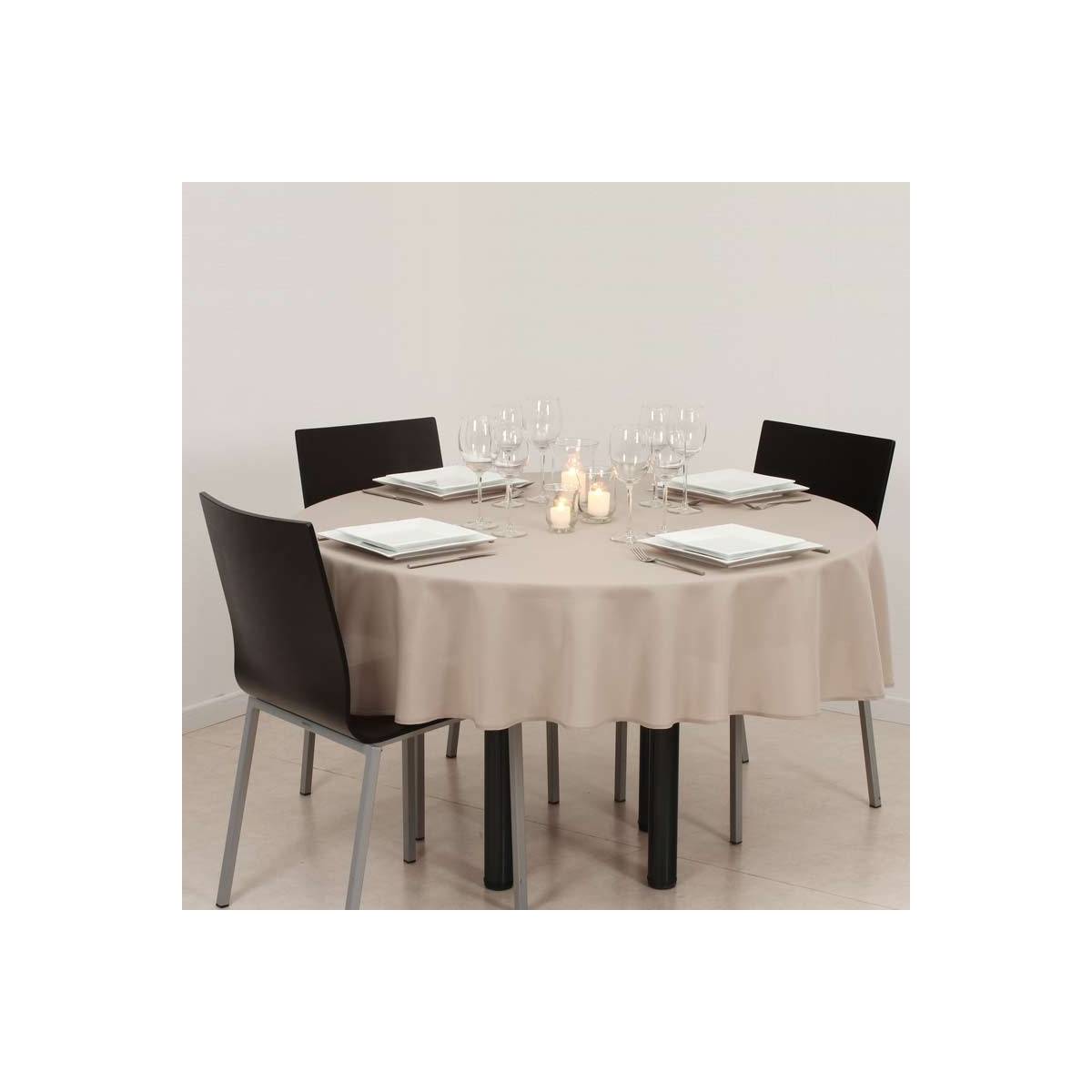Nappe ronde anti-tache Beige Lin D 180 cm - Image 5
