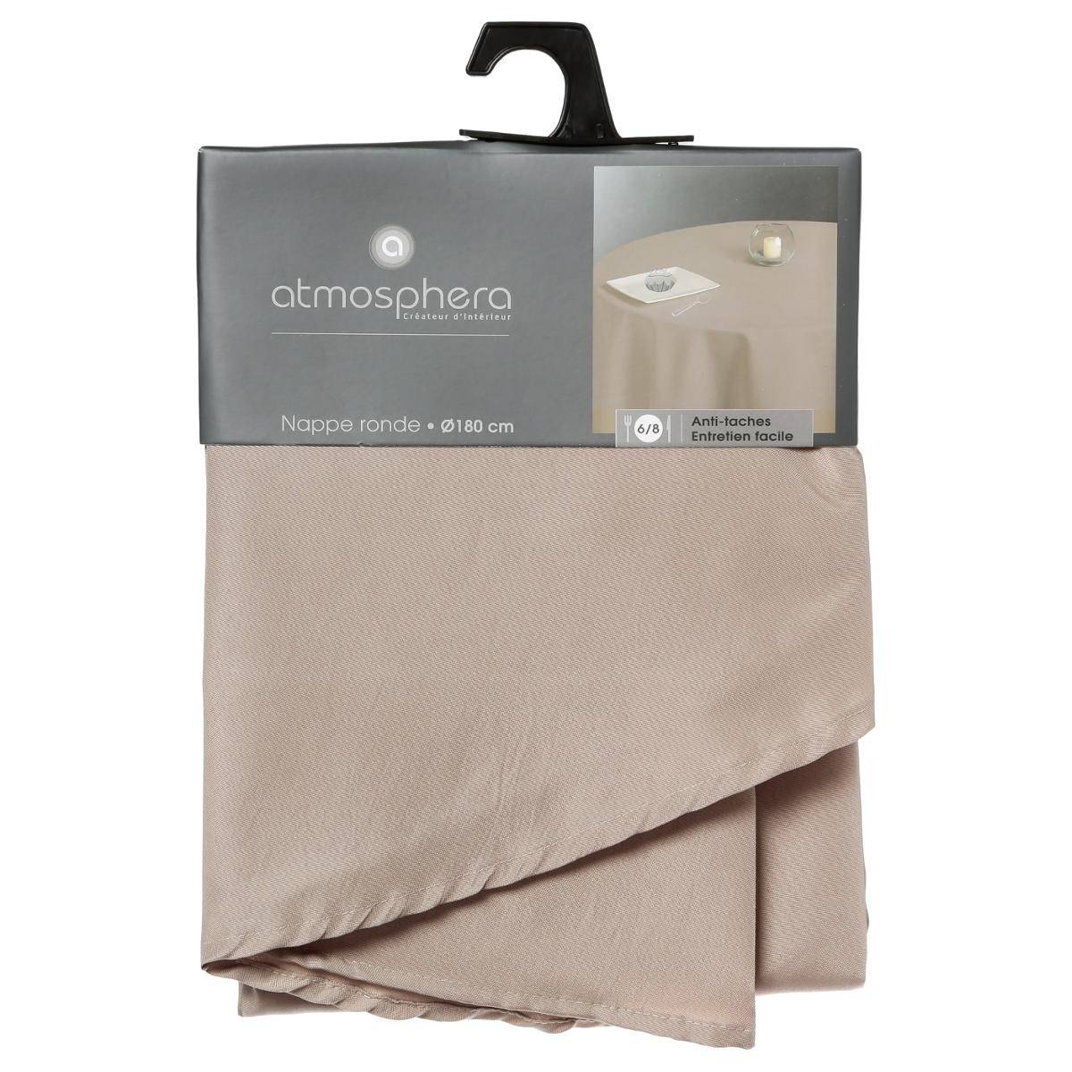 Nappe ronde anti-tache Beige Lin D 180 cm - Image 4
