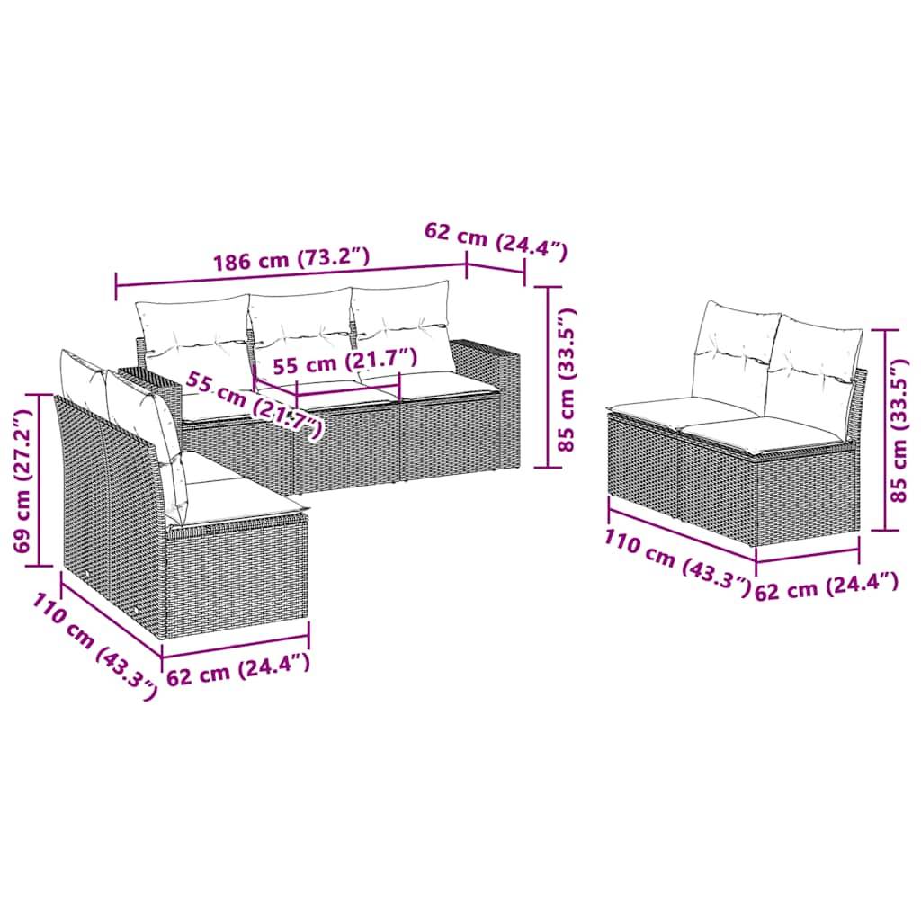 Vidaxl - Salon de jardin avec coussins 7 pcs gris clair résine tressée vidaXL 3251169 - Image 3