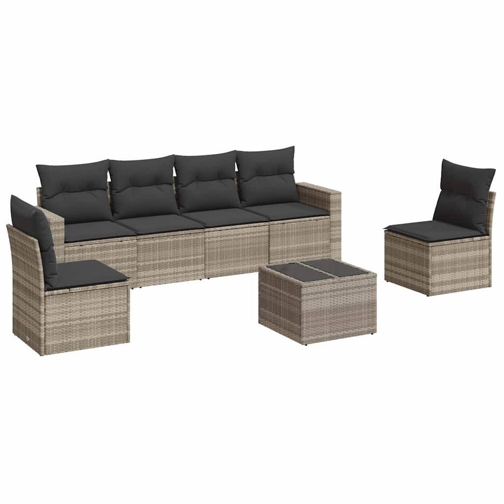 Vidaxl - Salon de jardin avec coussins 7 pcs gris clair résine tressée vidaXL 3251169 - Image 2
