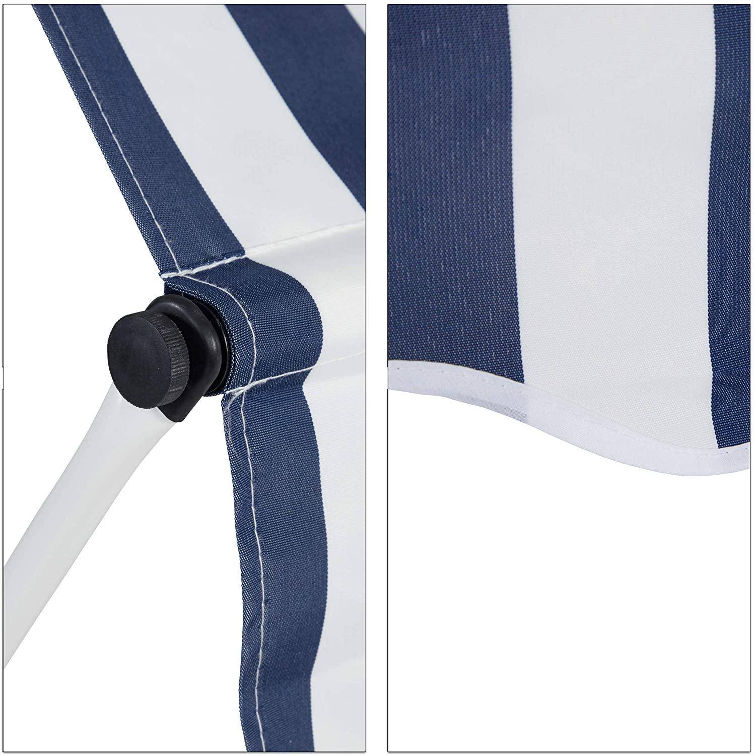 Helloshop26 - Copie de Store banne télescopique de balcon manivelle hauteur réglable résistant uv polyester acier 150 x 120 cm blanc et bleu - Image 3