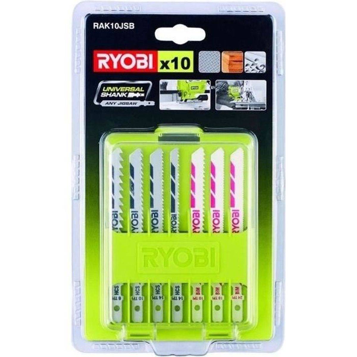 Lame de scie sauteuse RYOBI RAK10JSB 102 mm, queue universelle, lot de 10 lames - RYOBI