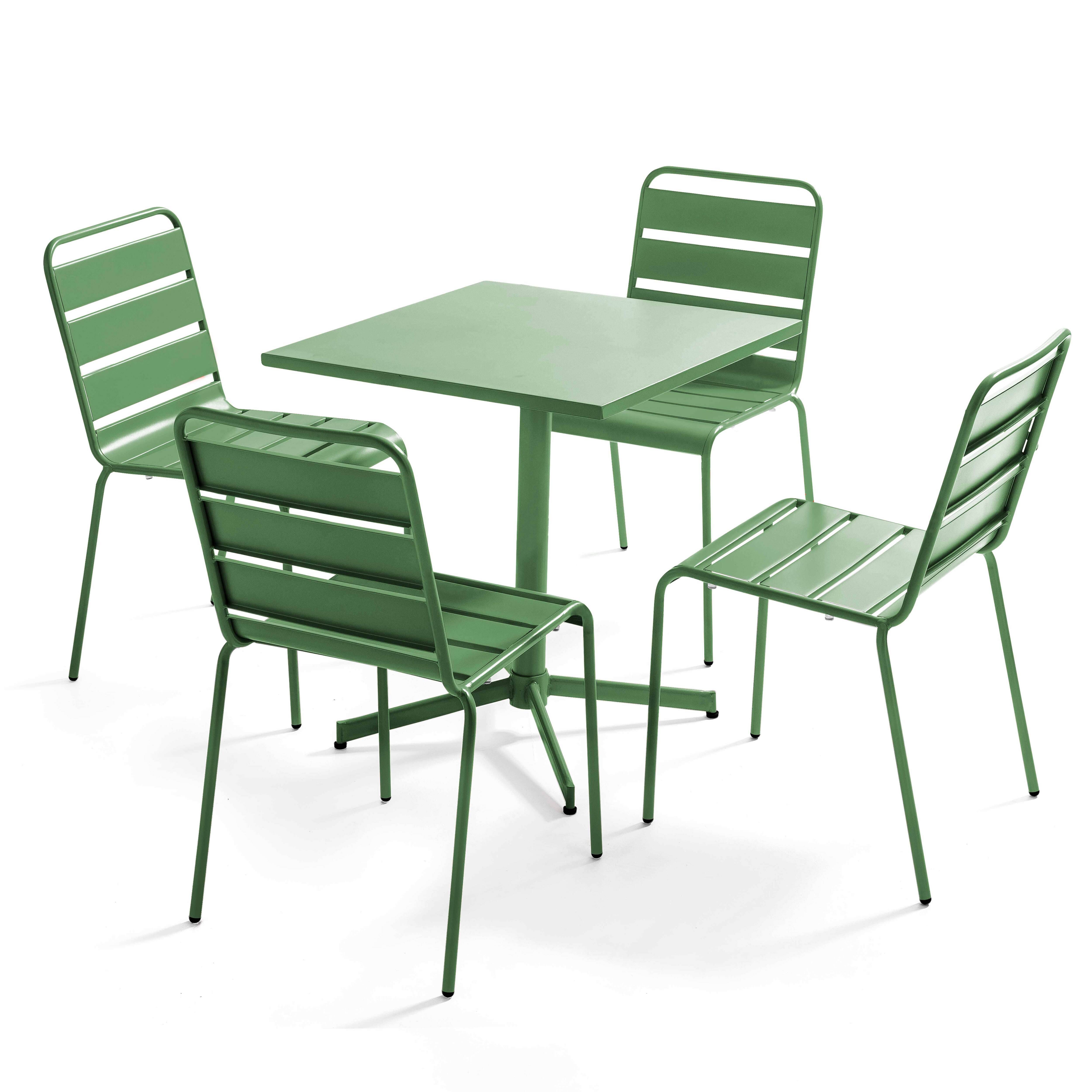 Oviala - Ensemble table de jardin carrée et 4 chaises vert cactus Palavas - Oviala - Image 1