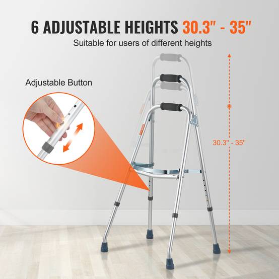 VEVOR Déambulateur pliable à un bras pour personnes âgées et hauteur réglable - Image 4