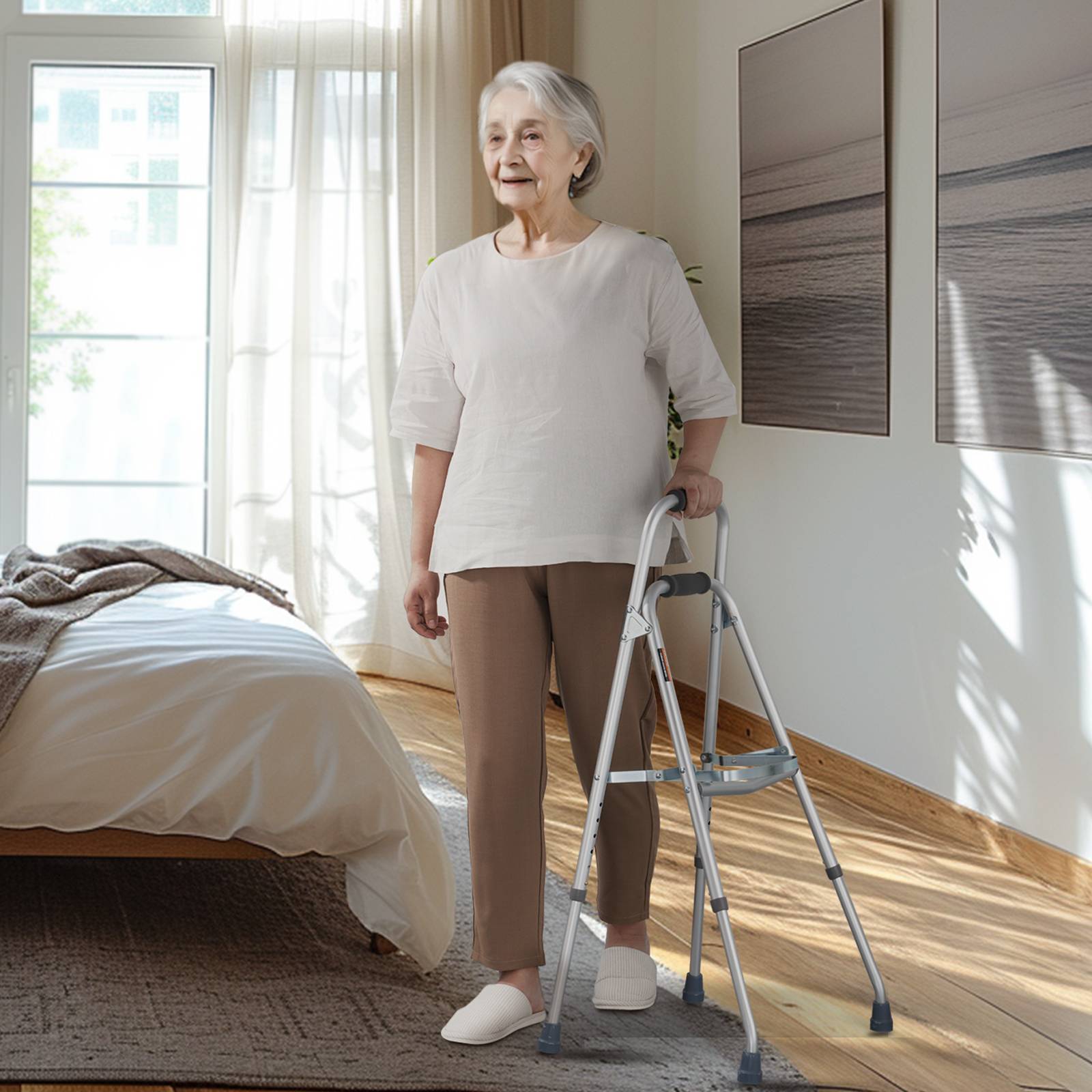 VEVOR Déambulateur pliable à un bras pour personnes âgées et hauteur réglable - Image 8