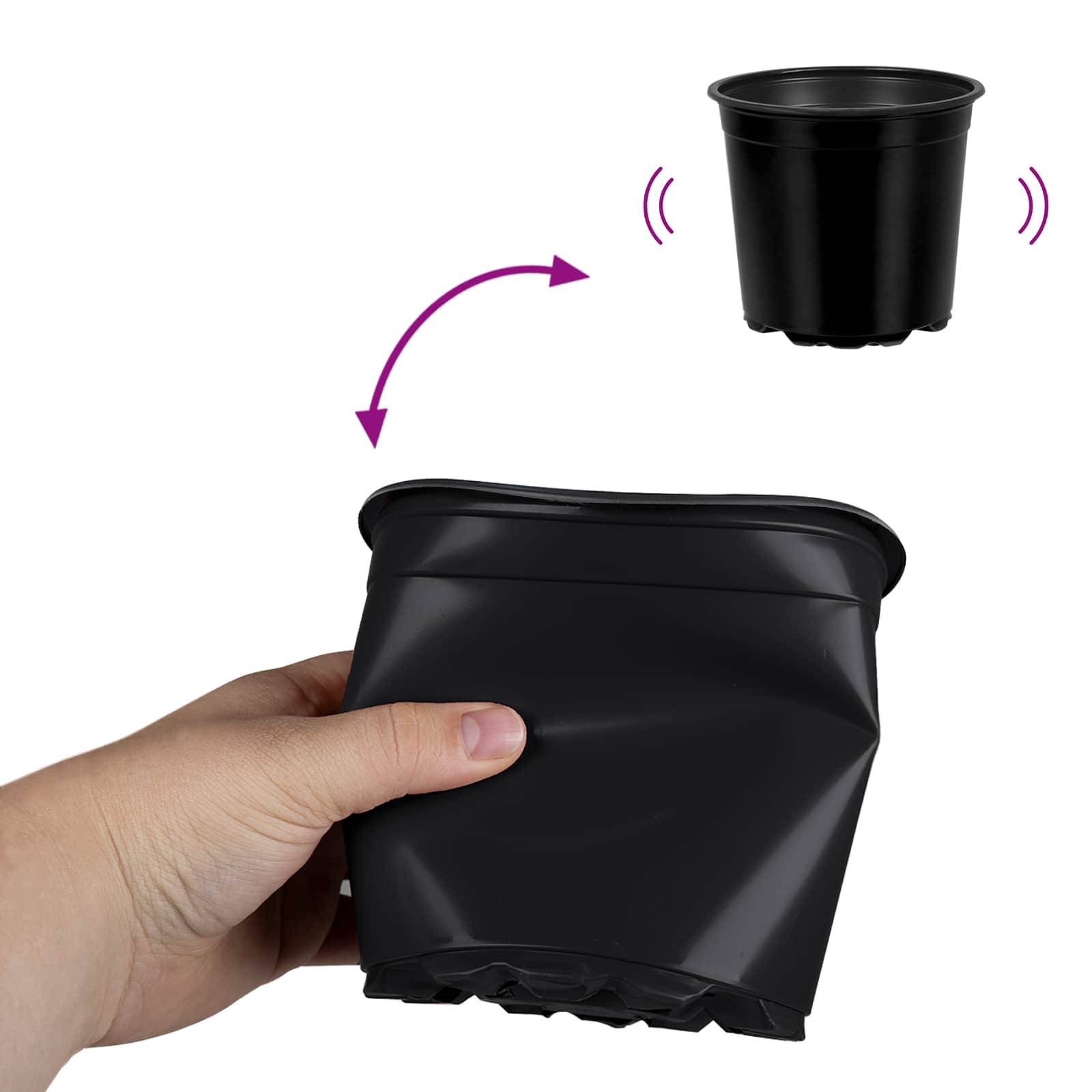 Lot de 50 Pots de Fleurs Modernes Plastique pour Jardin avec Drainage 15x13 cm Noir - ComfortXL Outdoor Living - Image 9