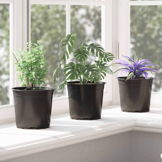 Lot de 50 Pots de Fleurs Modernes Plastique pour Jardin avec Drainage 15x13 cm Noir - ComfortXL Outdoor Living - Image 5
