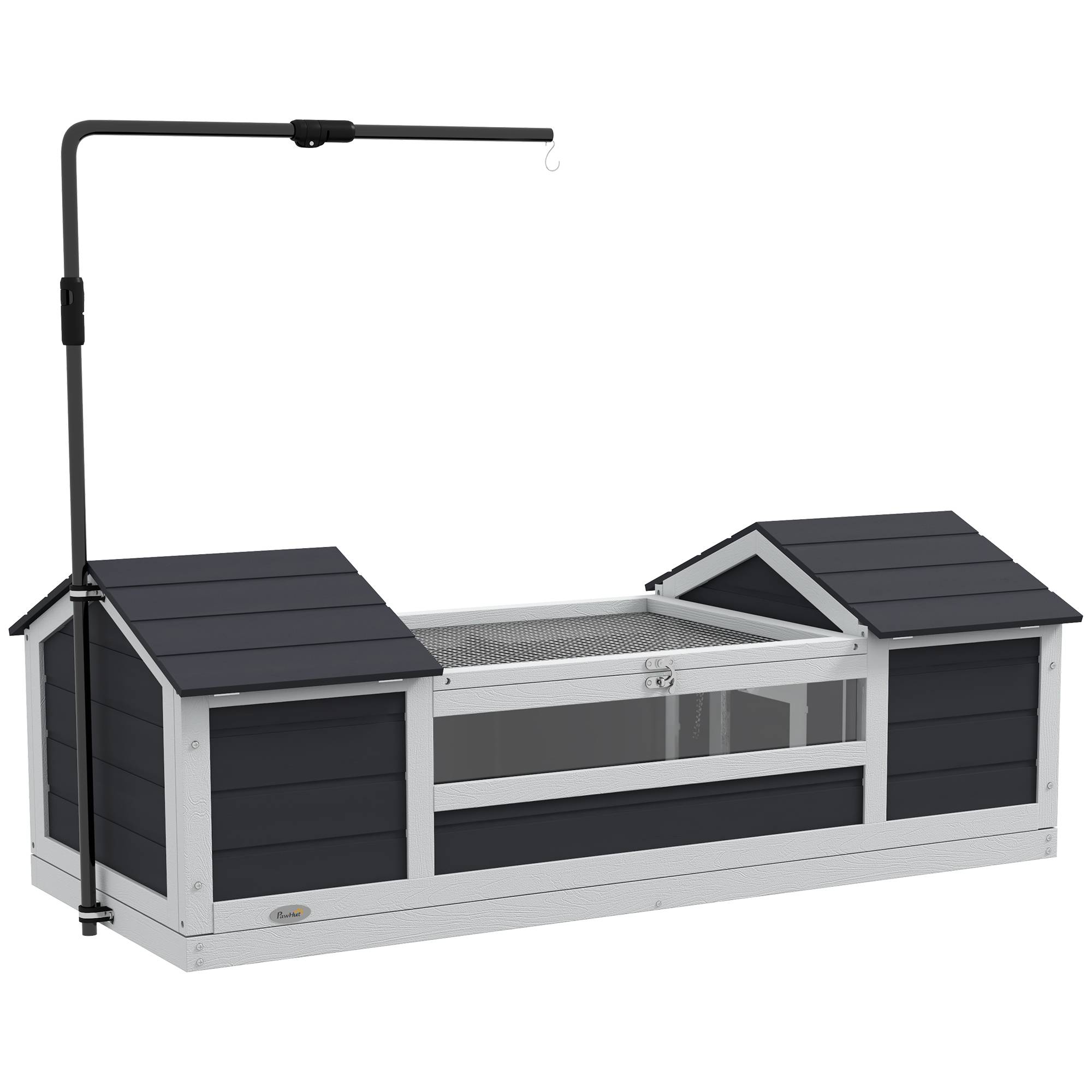 Sans Marque - Maison tortue terrestre extérieure enclos tortue 2 niches support de lampe réglable bois massif 120 x 56,5 x 43 cm gris - Image 1