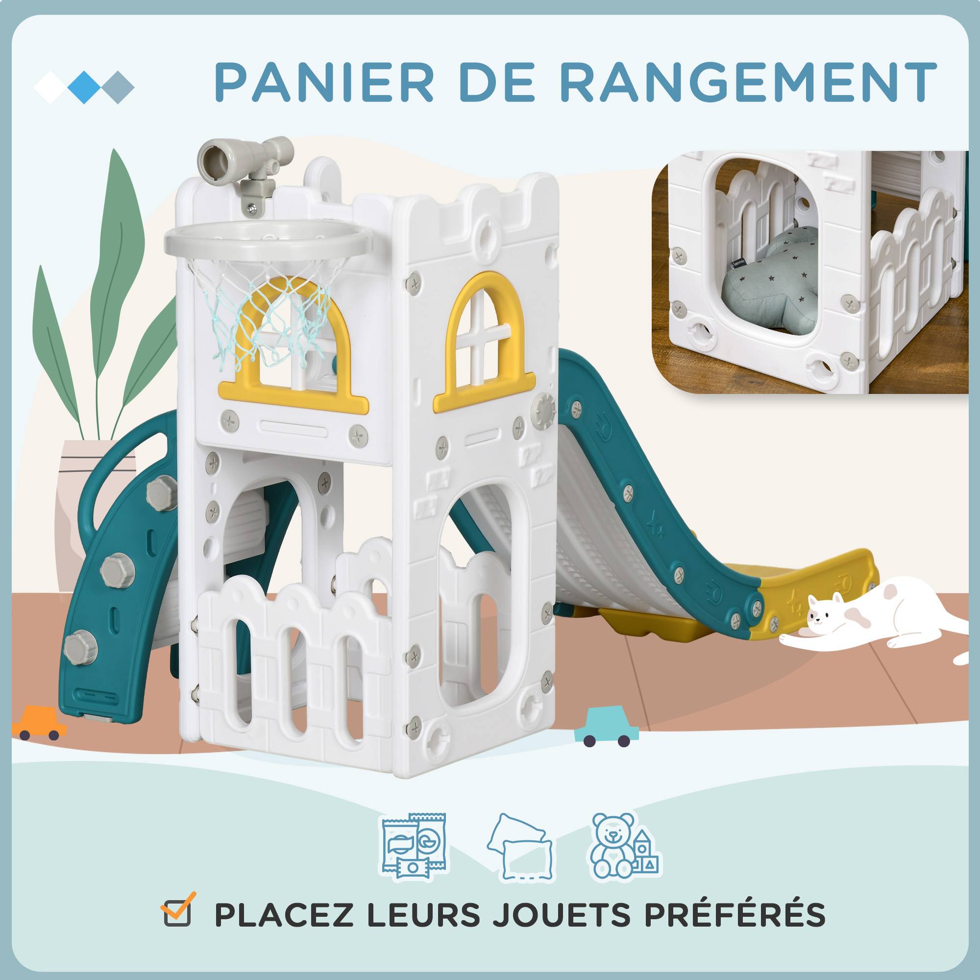 LumiParty Ensemble de jeu 8-en-1 pour tout-petits avec grimpeur, panier de basketball, télescope, tunnel et rangement, aire de jeu intérieure et extérieure pour les enfants de 1 à 3 ans - Canada
