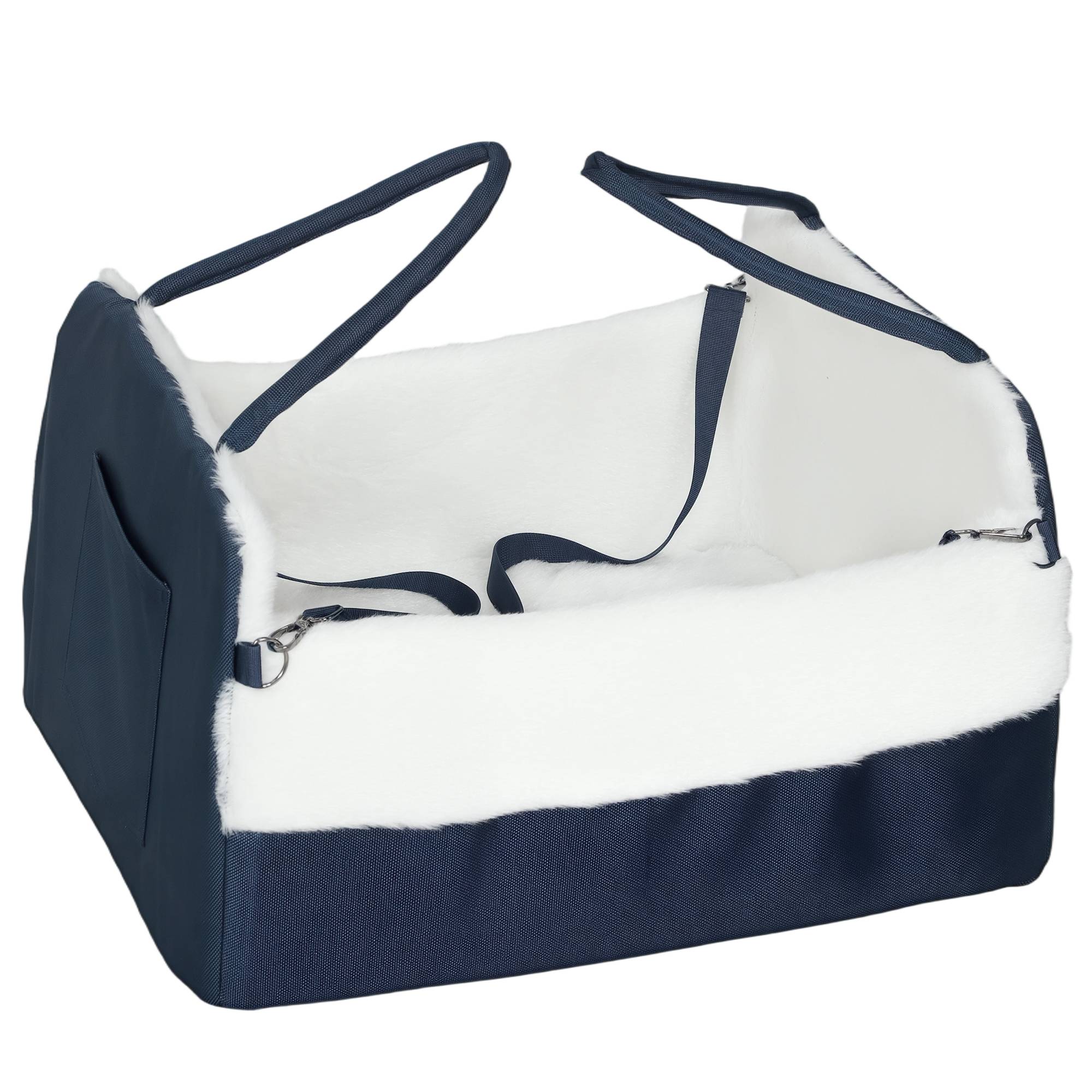 Siège auto pour chien avec ceinture de sécurité et fixation, siège de voiture pour chiens 55 x 46 x 32 cm bleu marine - Image 2