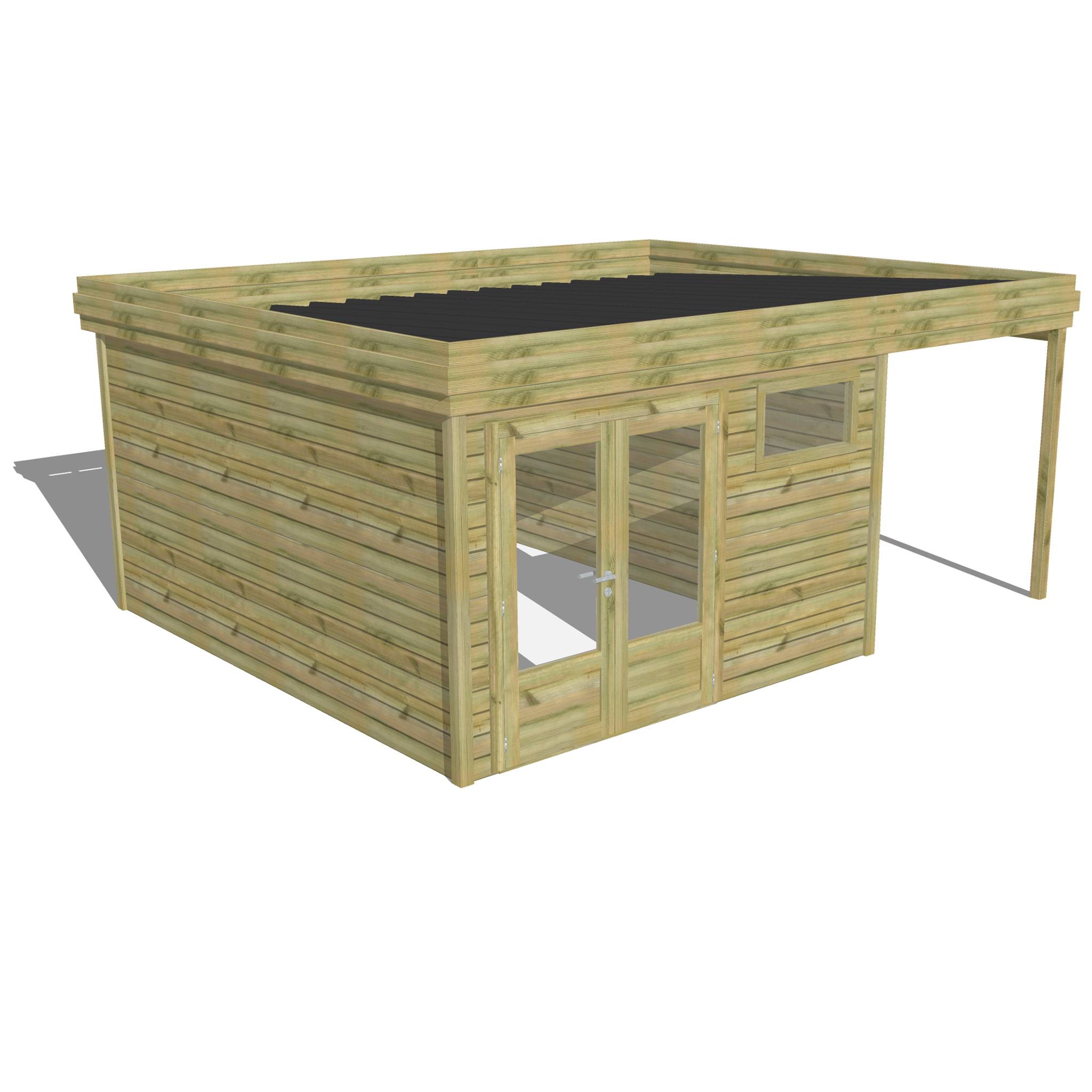 ABRI DE JARDIN bois  autoclave 27mm - 5,44x4,34m / 24m2 - Bac acier - Abri Français - Image 1