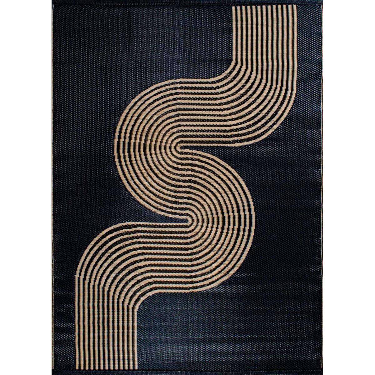 Jardindeco - Tapis extérieur en polypropylène Spargi 1743 noir 150 x 220 cm - Image 1