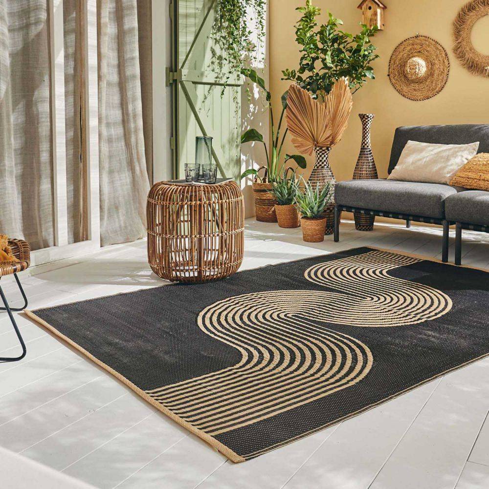 Jardindeco - Tapis extérieur en polypropylène Spargi 1743 noir 150 x 220 cm - Image 2