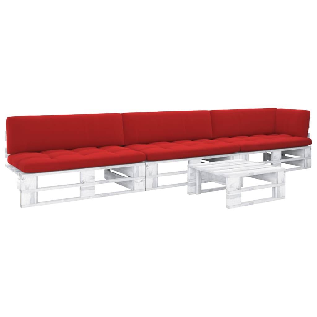 Vidaxl - Salon de jardin palette 4 pcs et coussins Pin imprégné de blanc vidaXL 3066715 - Image 1