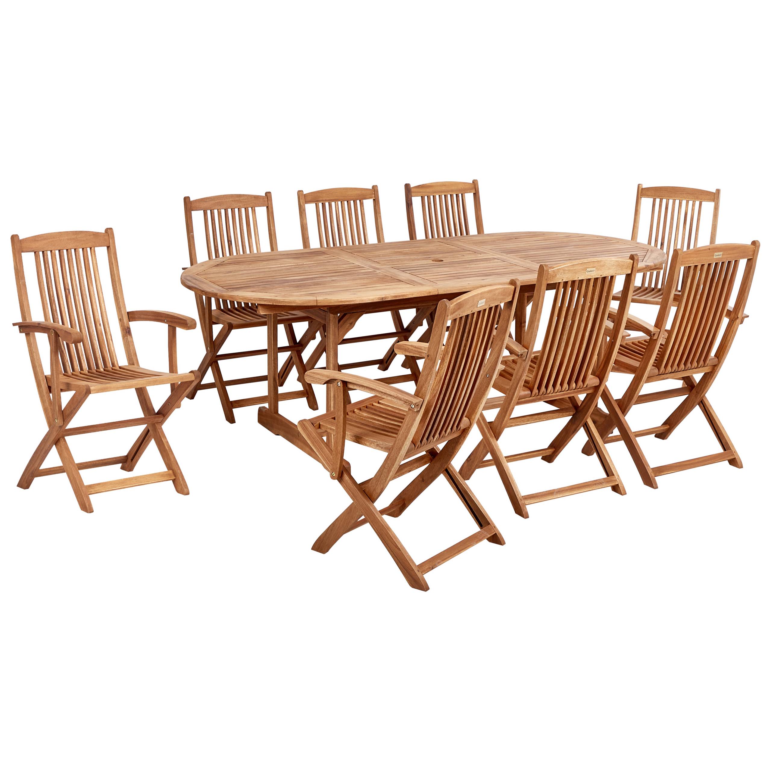 Beliani - Set de salle à manger, 8 Personnes Acacia Marron clair MAUI II - 220x100x74- Beliani - Image 2