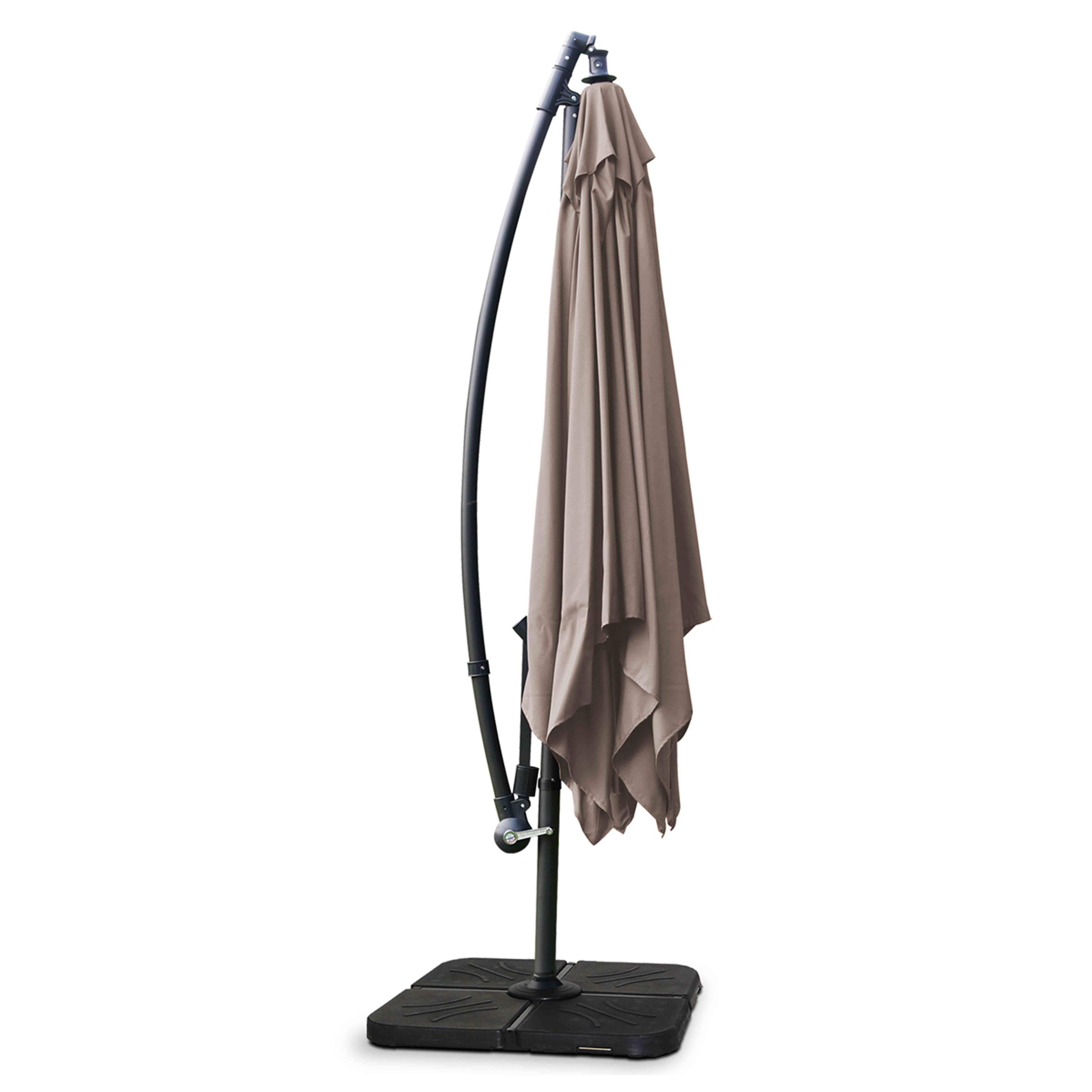 Oviala - Parasol déporté 3x3m et 4 dalles à remplir acier taupe Genova - Oviala - Image 5