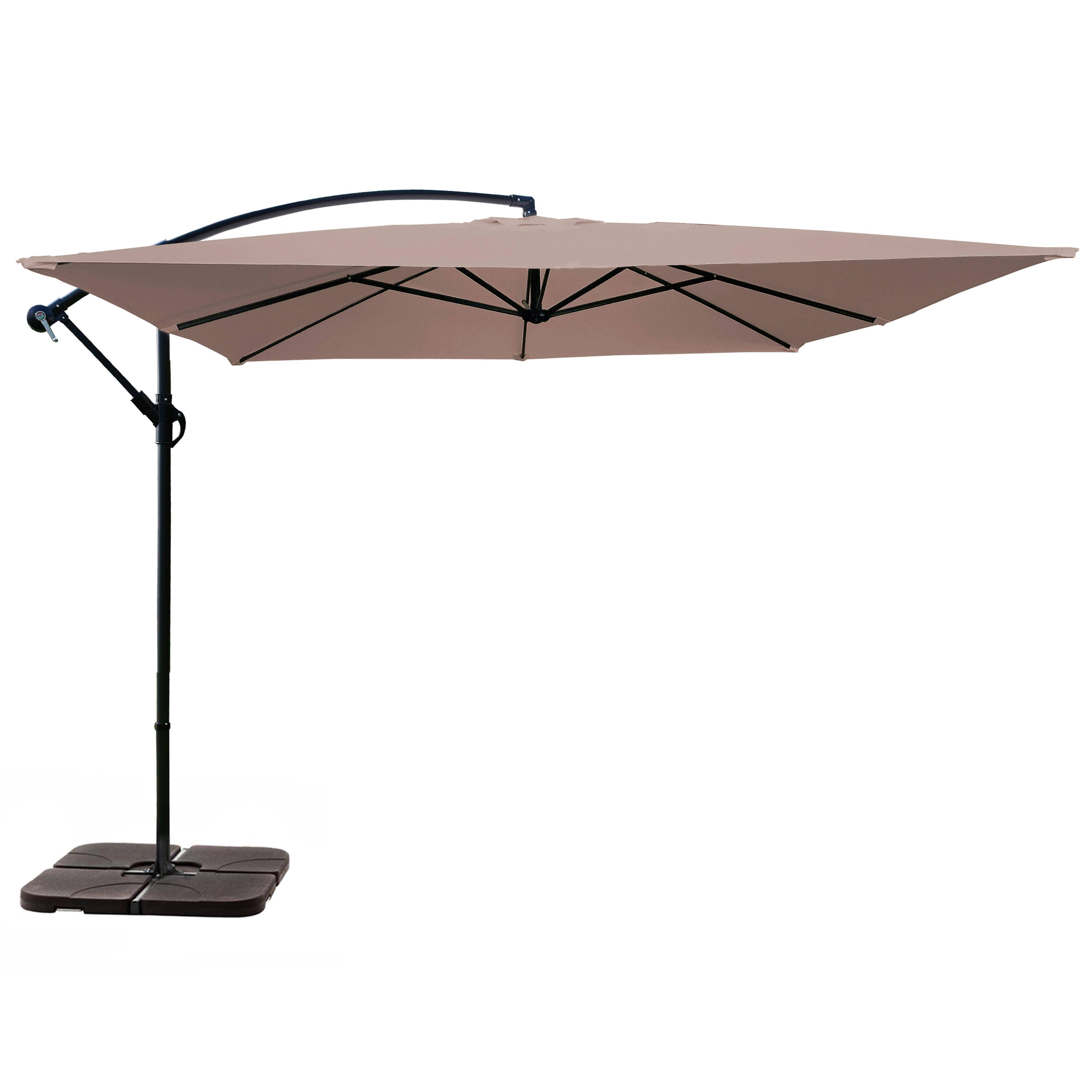 Oviala - Parasol déporté 3x3m et 4 dalles à remplir acier taupe Genova - Oviala - Image 1