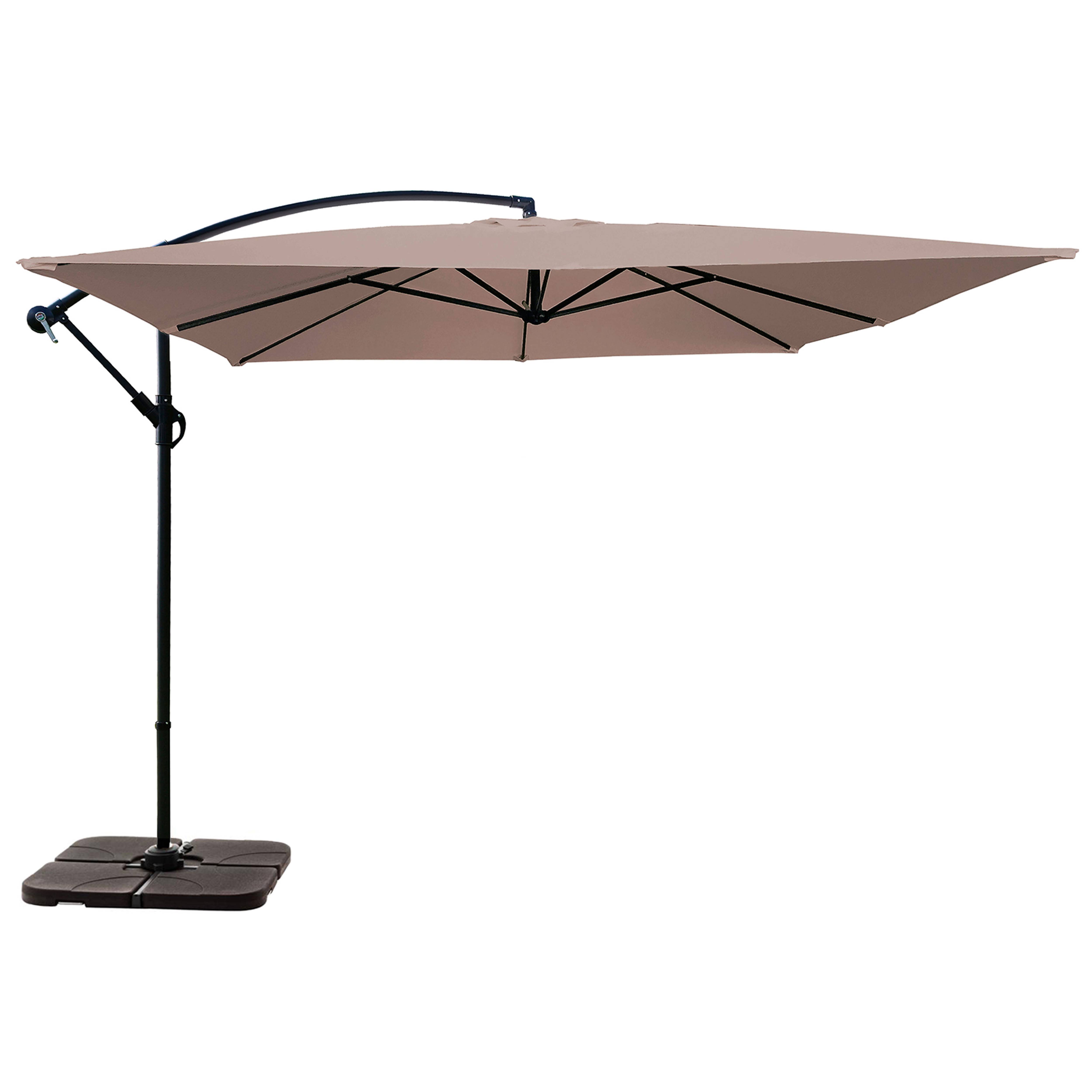 Oviala - Parasol déporté 3x3m et 4 dalles à remplir acier taupe Genova - Oviala - Image 1