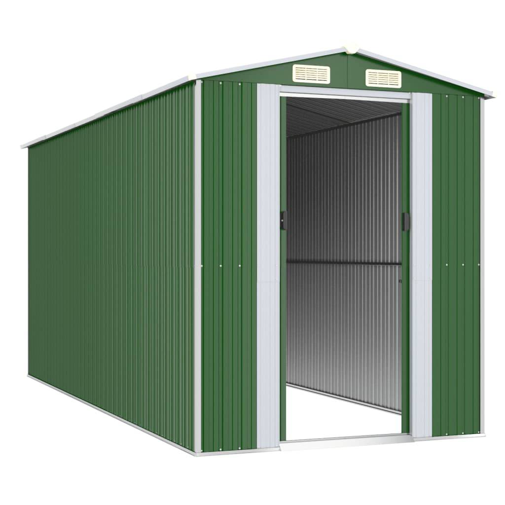 Helloshop26 - Abri de jardin cabane cabanon maison de stockage remise extérieur hangar outils robuste 192 x 440 x 223 cm acier galvanisé vert - Image 2