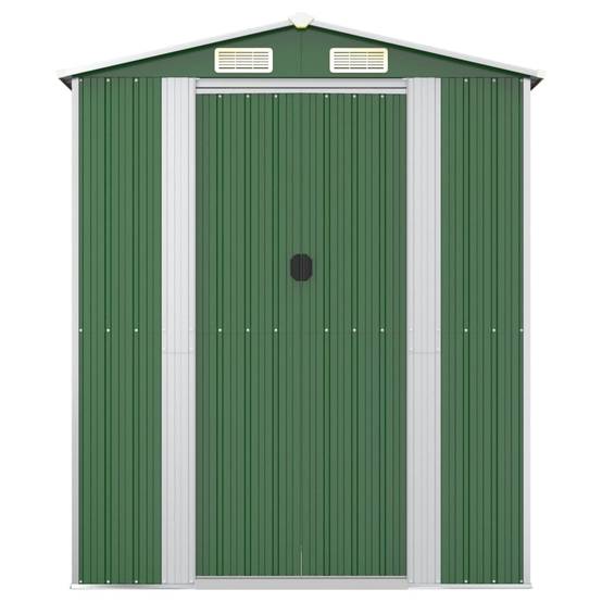 Helloshop26 - Abri de jardin cabane cabanon maison de stockage remise extérieur hangar outils robuste 192 x 440 x 223 cm acier galvanisé vert - Image 3