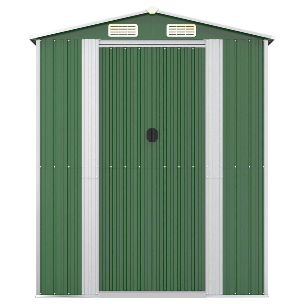 Helloshop26 - Abri de jardin cabane cabanon maison de stockage remise extérieur hangar outils robuste 192 x 440 x 223 cm acier galvanisé vert - Image 3